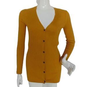 VERA WANG Lavender Label Sweater, S, Mustard yellow, Silk & Cashmere, Ribbed